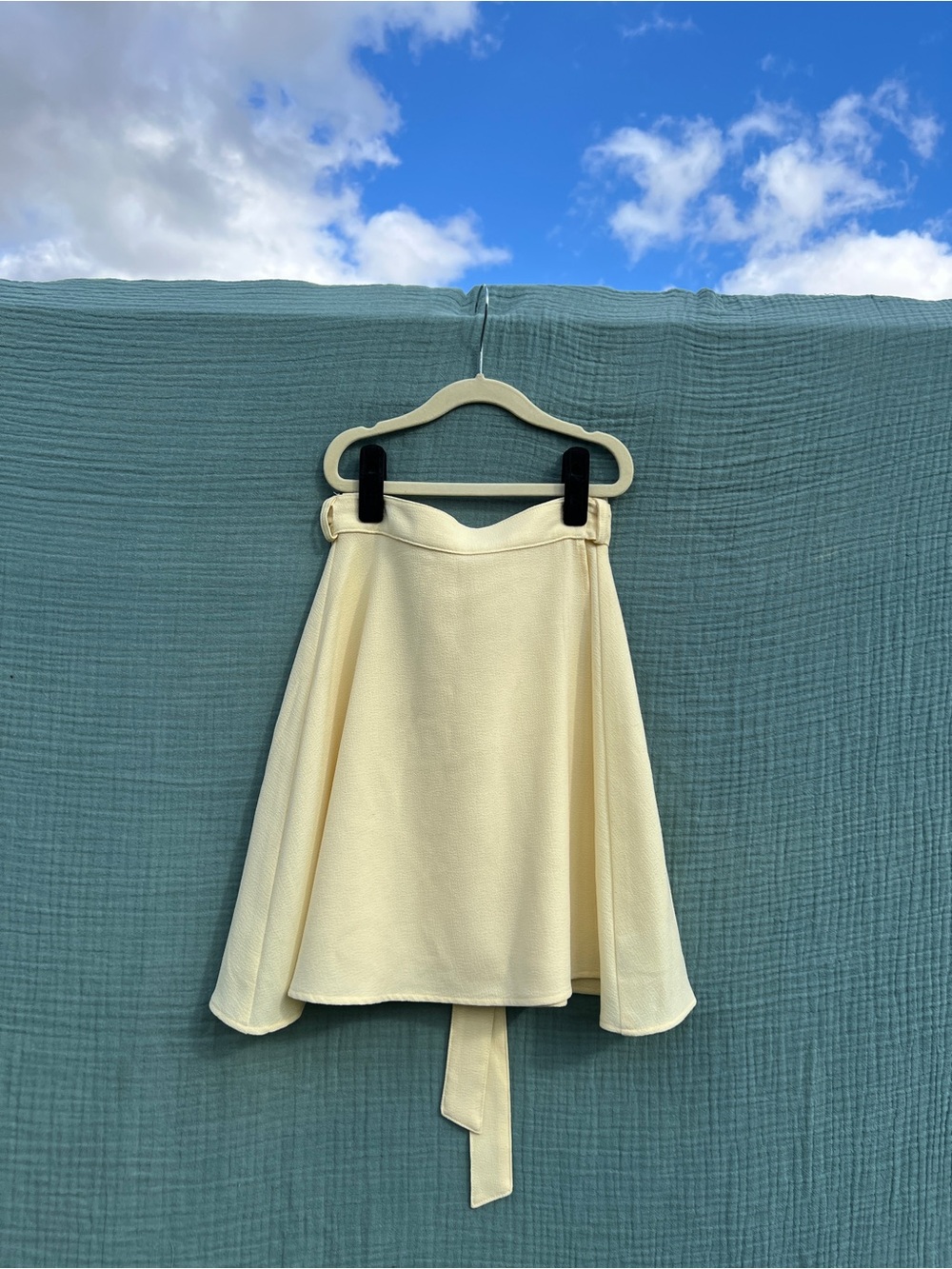 Butter Yellow Circle Wrap Skirt with Tie Waist- American Apparel